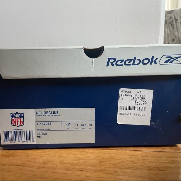 Reebok NFL Recline Ravens White Sneakers Men’s Sz 12 - Picture 3 of 3